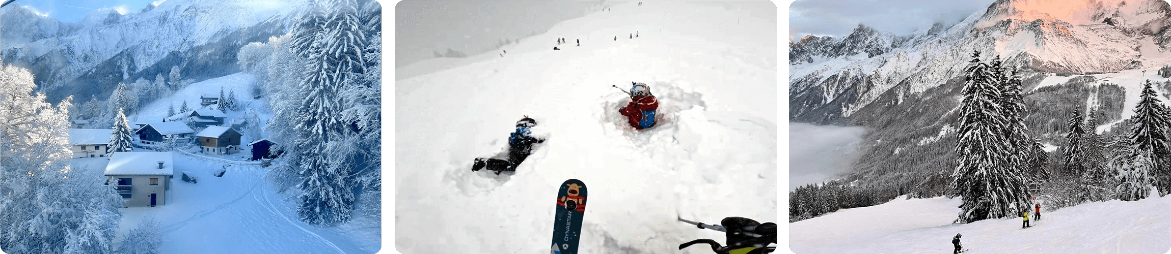 Christmas skiing in Chamonix with view of Mont Blanc